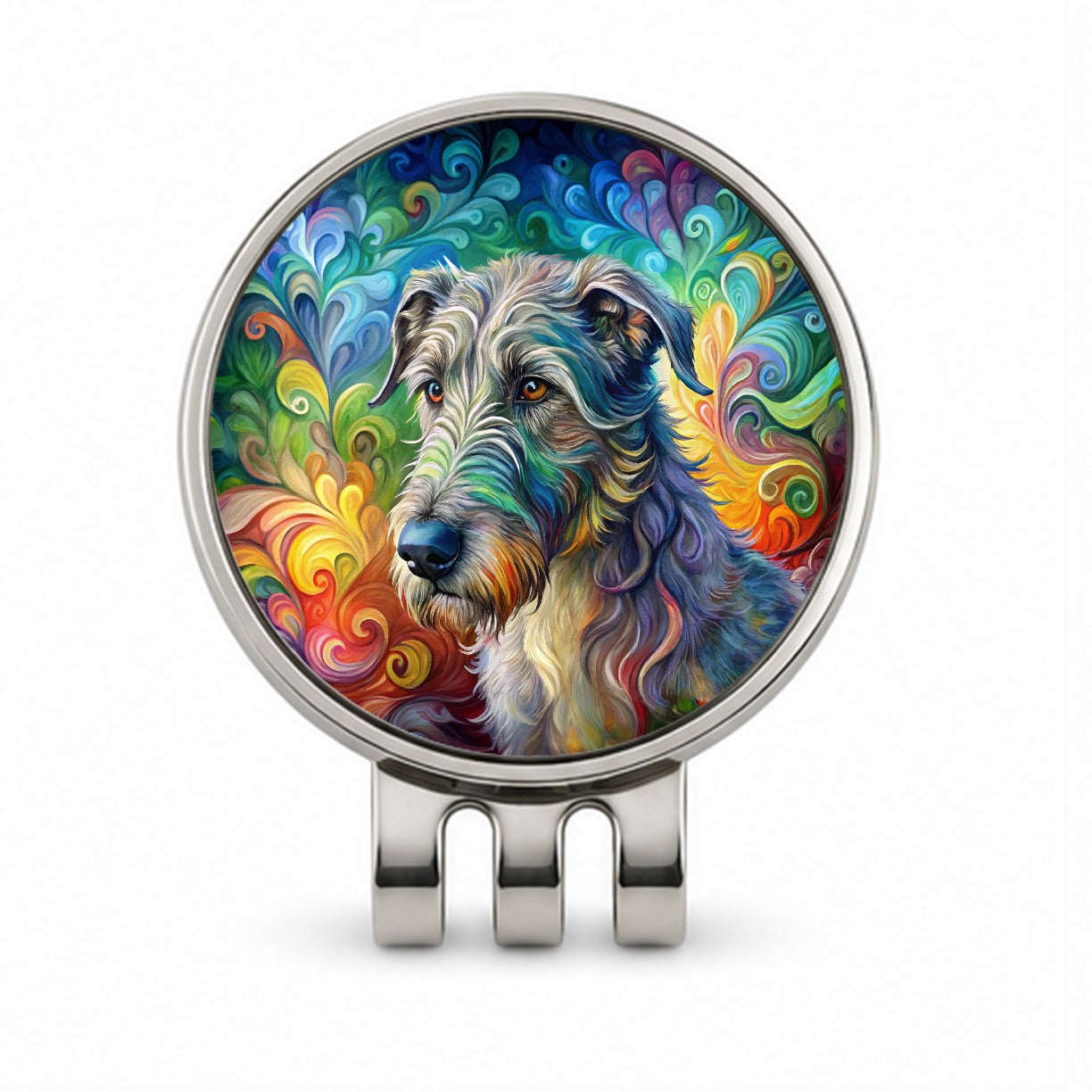 Irish Wolfhound Dog Abstract Art Golf Hat Clip with Ball Marker