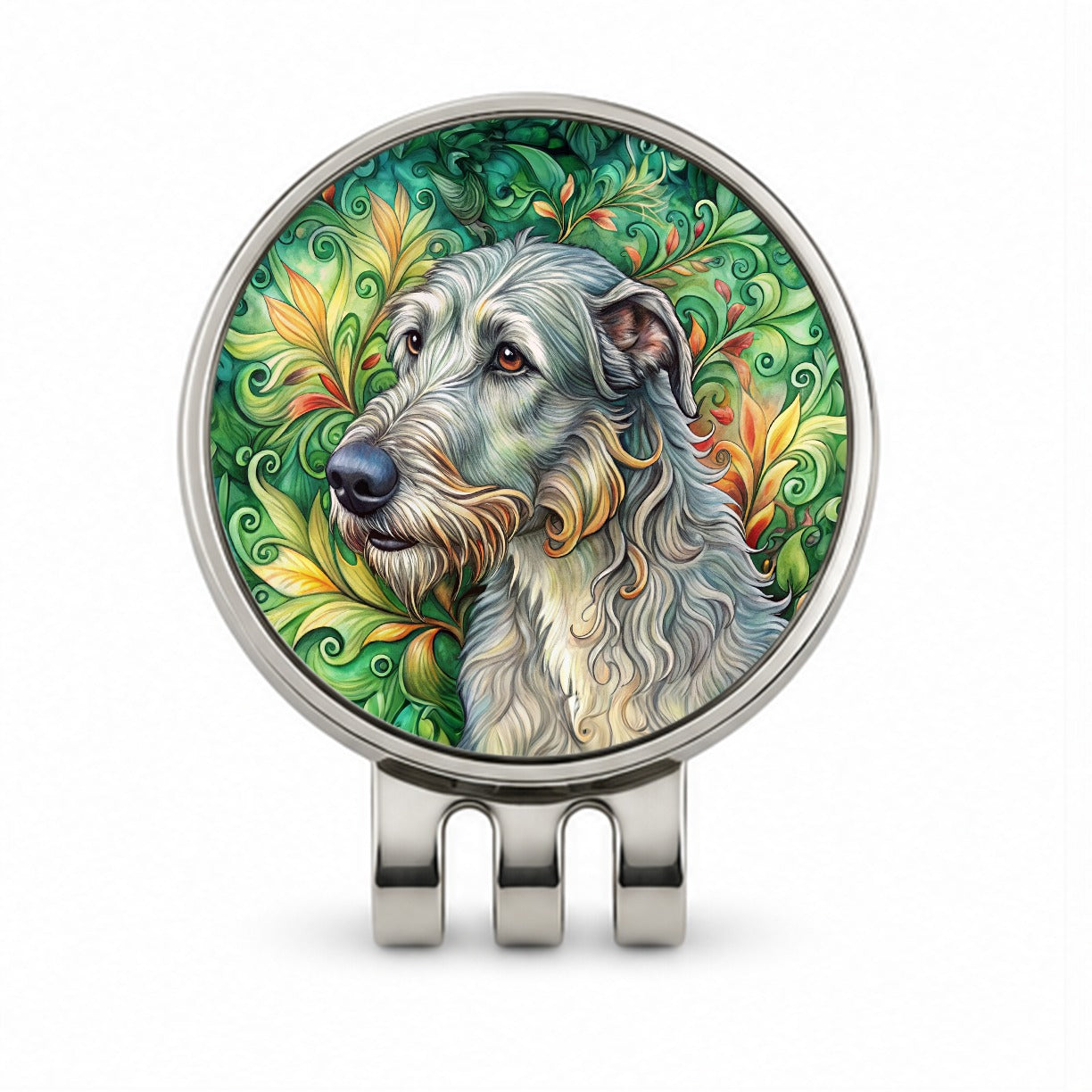 Irish Wolfhound Dog Art Nouveau Golf Hat Clip with Ball Marker