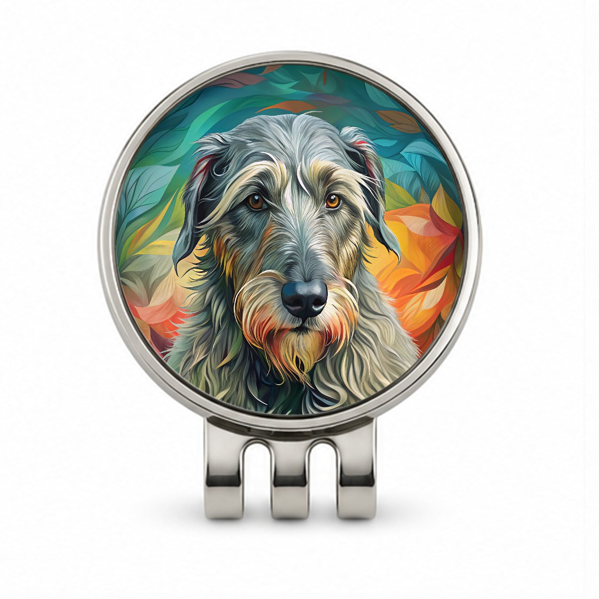 Irish Wolfhound Dog Contemporary Art Golf Hat Clip with Ball Marker