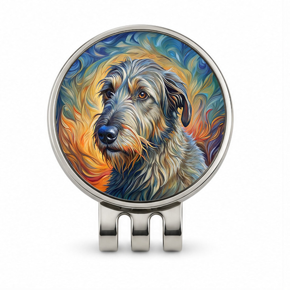 Irish Wolfhound Dog Expressionism Art Golf Hat Clip with Ball Marker