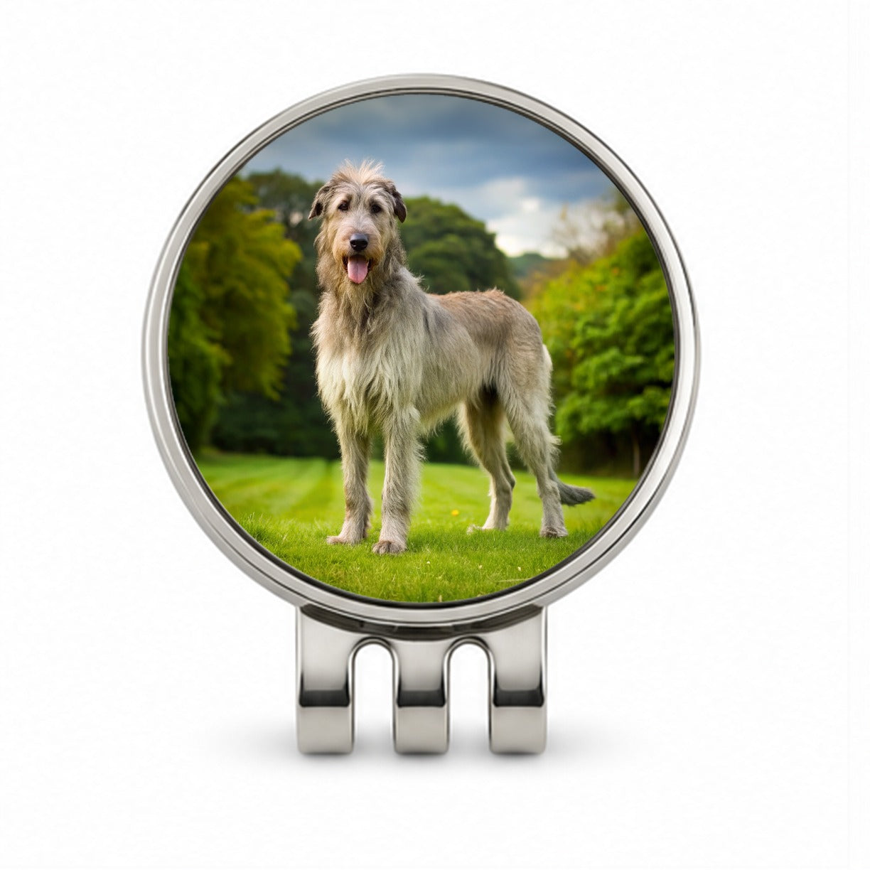Irish Wolfhound Dog Photo Golf Hat Clip with Ball Marker