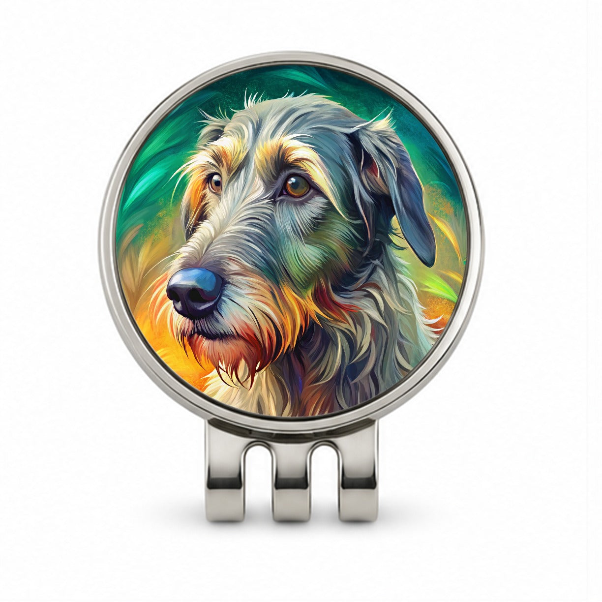 Irish Wolfhound Dog Pop Art Golf Hat Clip with Ball Marker