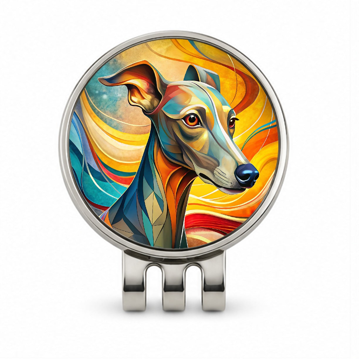 Italian Greyhound Dog Abstract Stylized Art Golf Hat Clip with Ball Marker