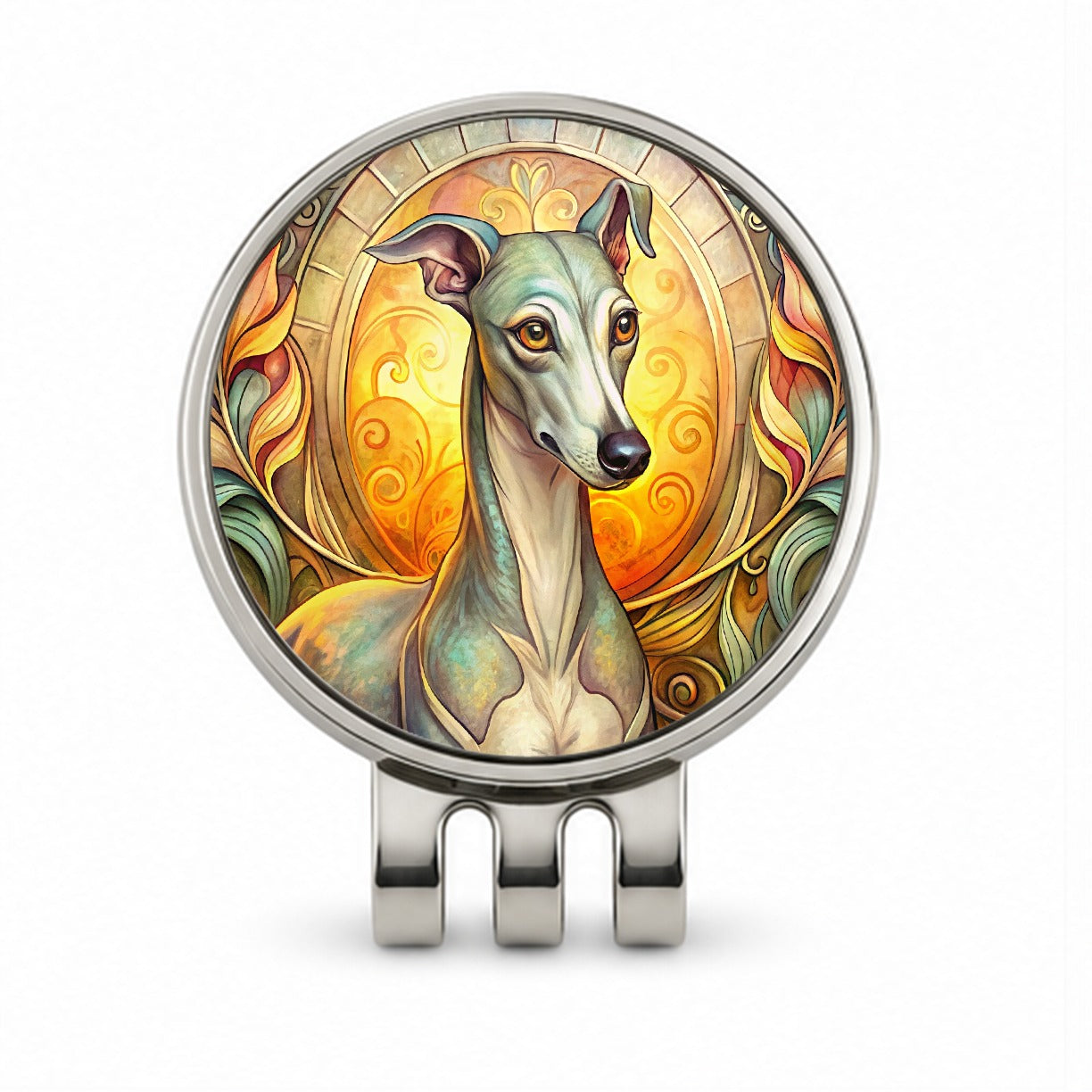 Italian Greyhound Dog Art Nouveau Golf Hat Clip with Ball Marker