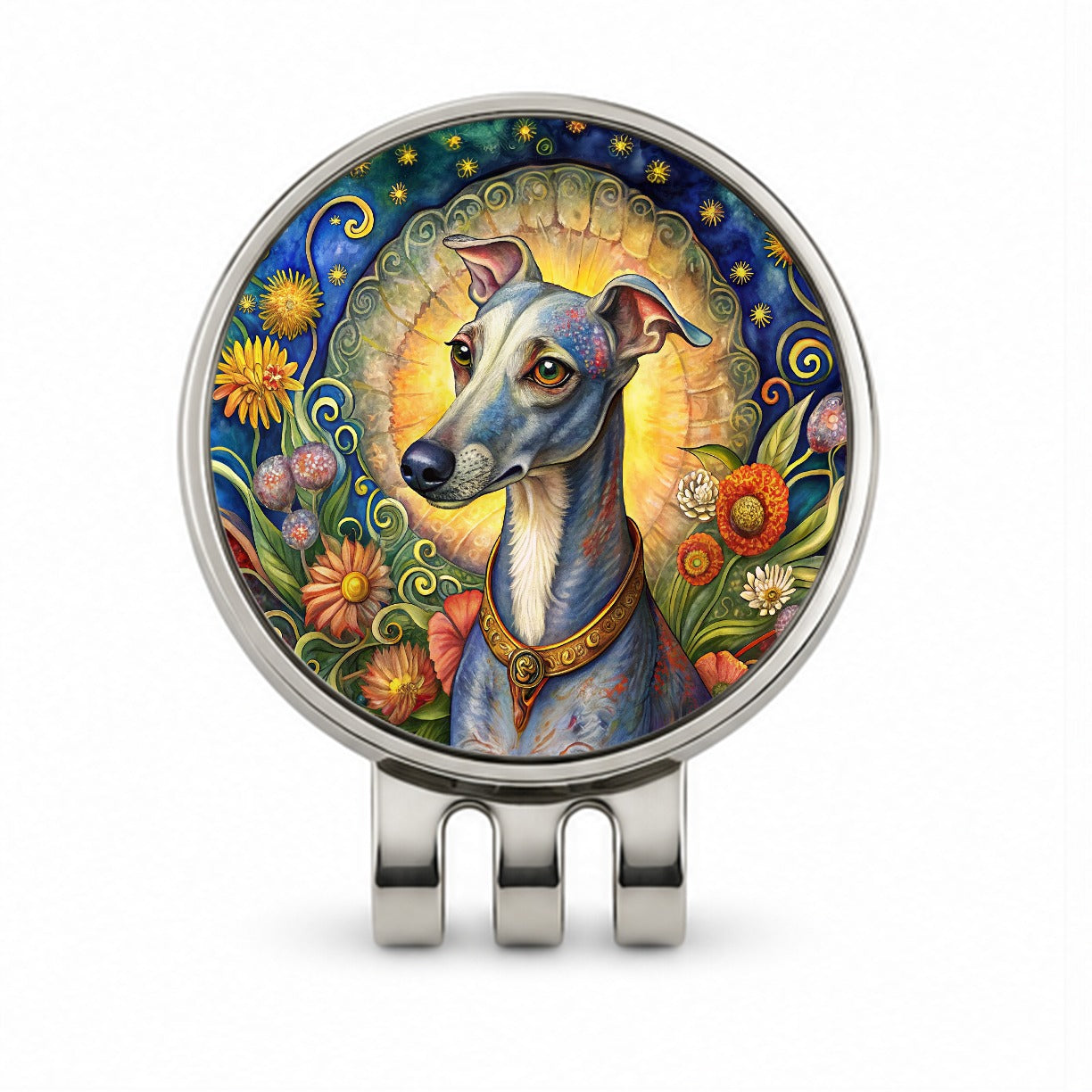 Italian Greyhound Dog French Bohemian Art Golf Hat Clip with Ball Marker