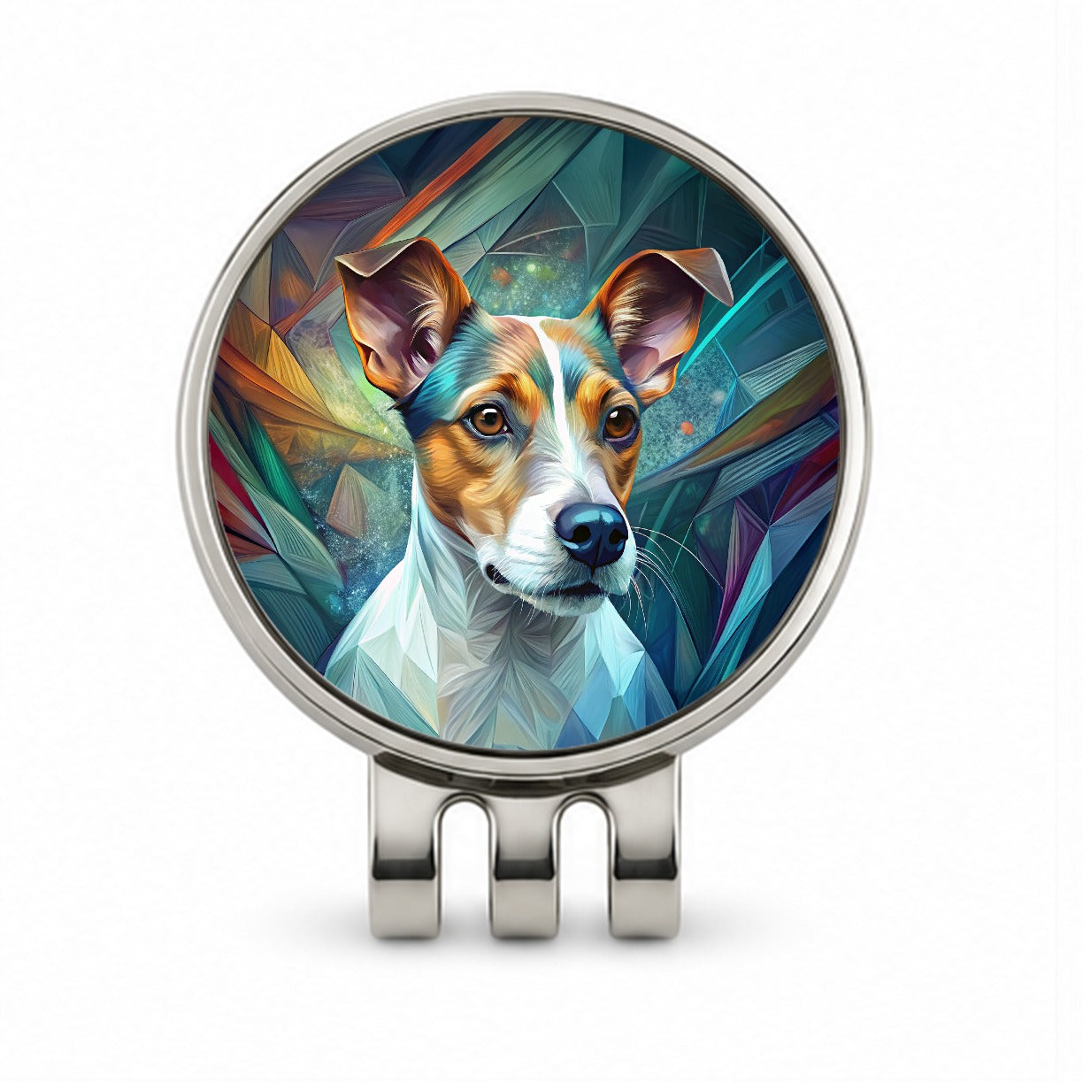 Jack Russell Terrier Dog Abstract Stylized Art Golf Hat Clip with Ball Marker