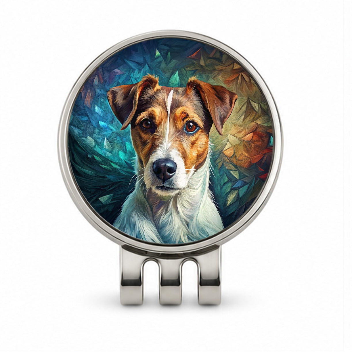 Jack Russell Terrier Dog Contemporary Art Golf Hat Clip with Ball Marker