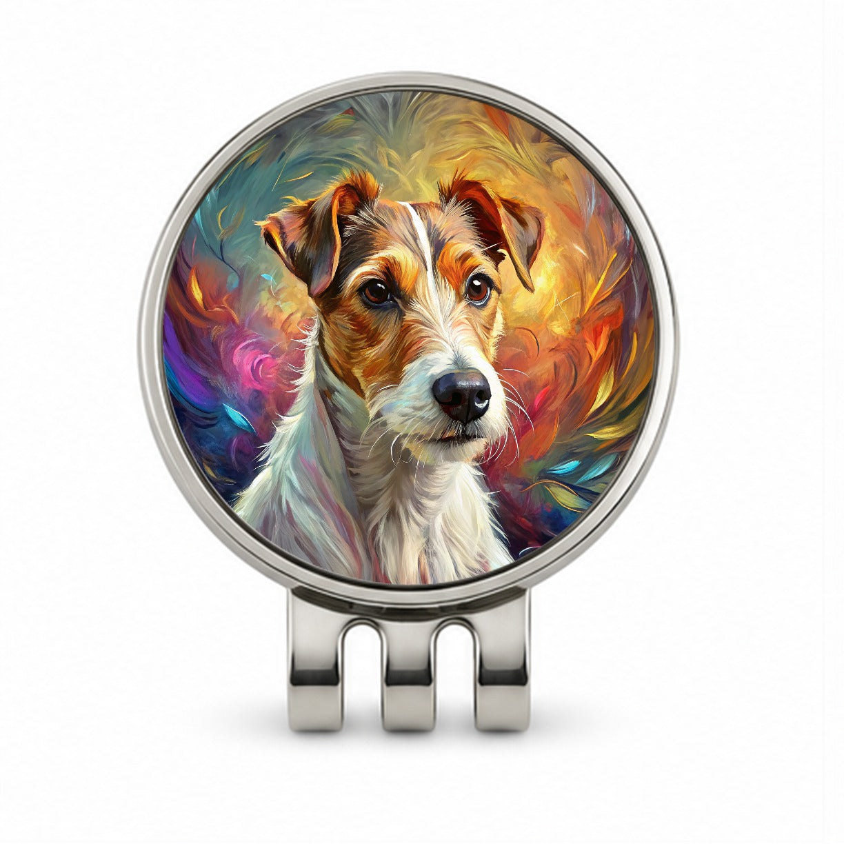 Jack Russell Terrier Dog Expressionism Art Golf Hat Clip with Ball Marker