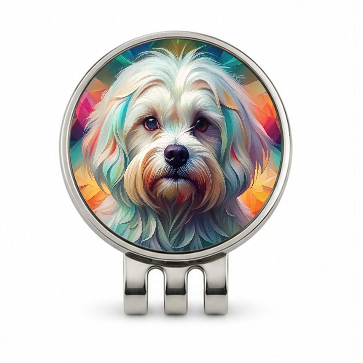 Maltese Dog Abstract Art Golf Hat Clip with Ball Marker