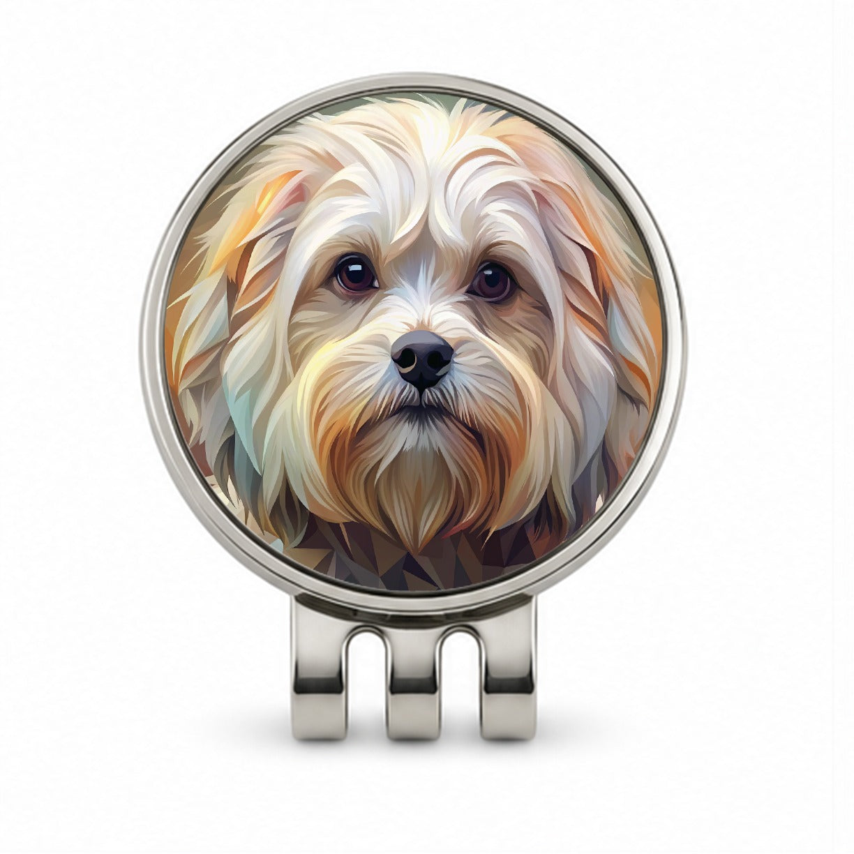 Maltese Dog Abstract Stylized Art Golf Hat Clip with Ball Marker