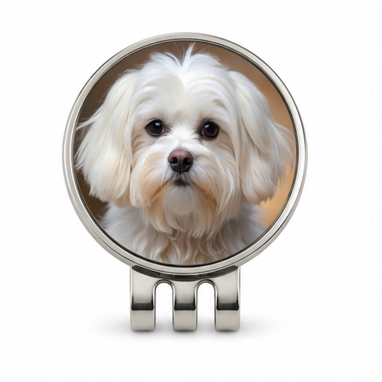 Maltese Dog Photo Golf Hat Clip with Ball Marker
