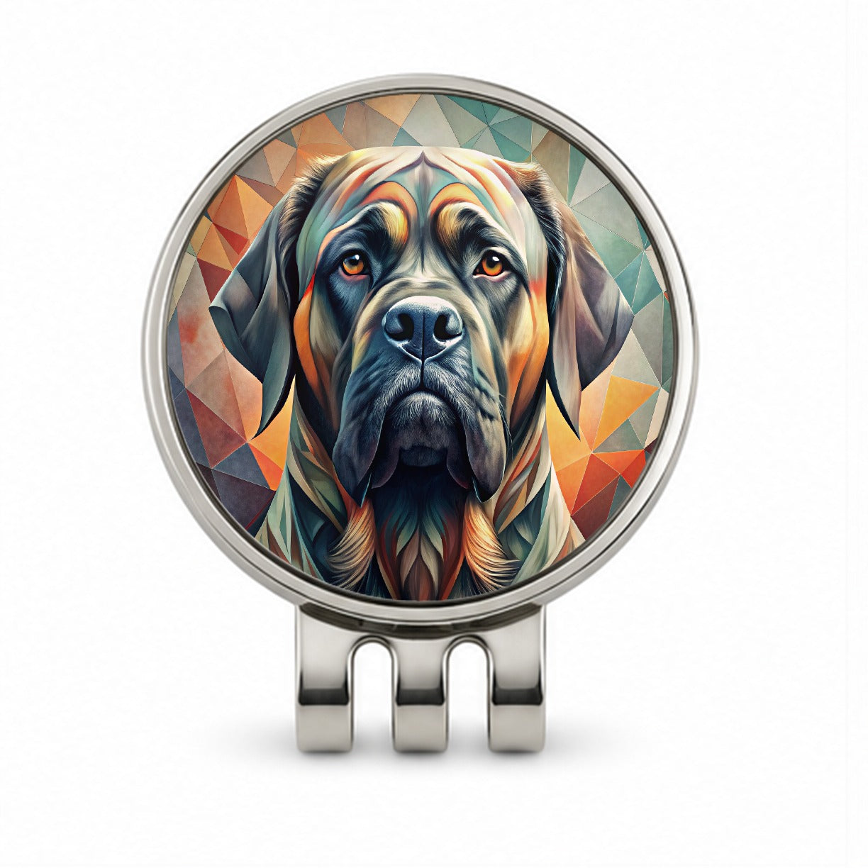 Mastiff Dog Abstract Stylized Art Golf Hat Clip with Ball Marker