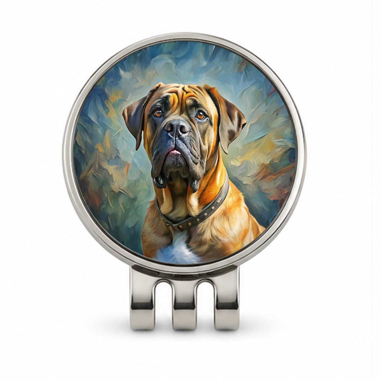 Mastiff Dog Expressionism Art Golf Hat Clip with Ball Marker