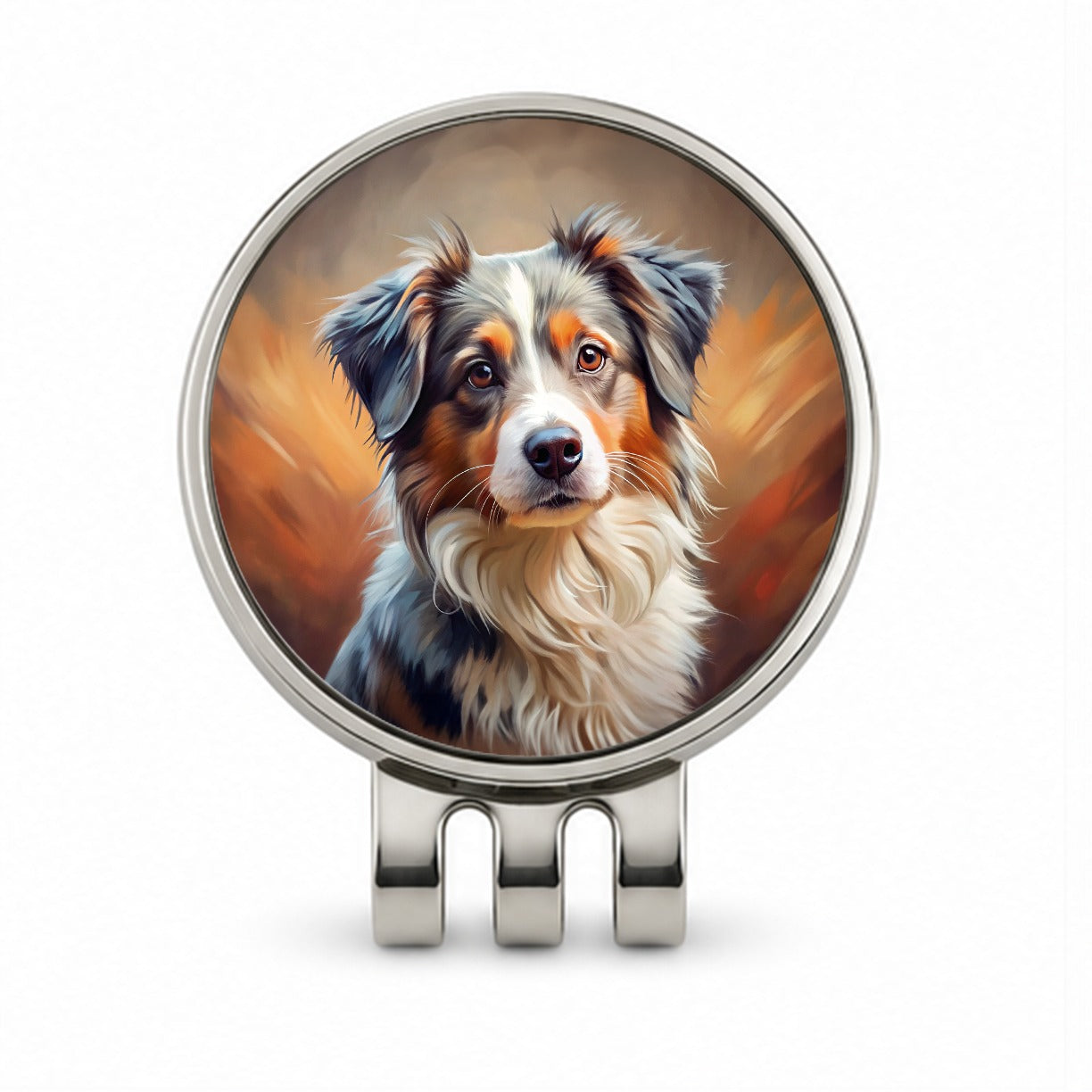 Miniature American Shepherd Dog Expressionism Art Golf Hat Clip with Ball Marker
