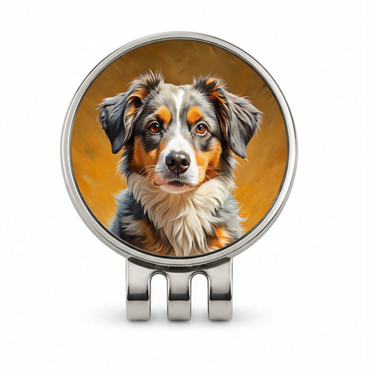 Miniature American Shepherd Dog Pop Art Golf Hat Clip with Ball Marker