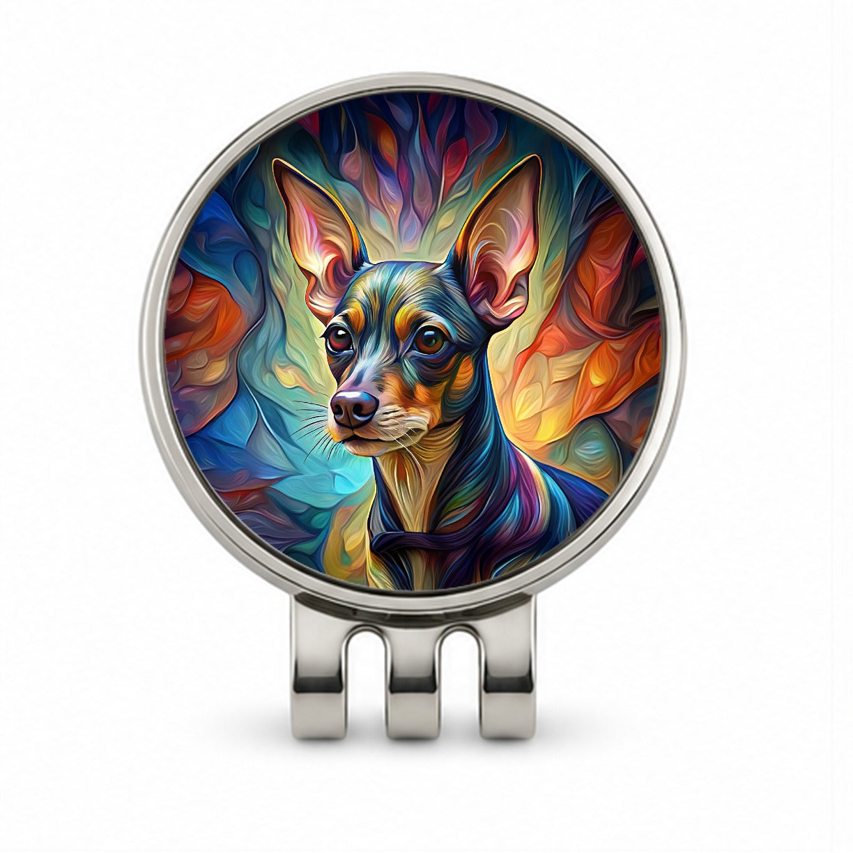 Miniature Pinscher Dog Abstract Stylized Art Golf Hat Clip with Ball Marker