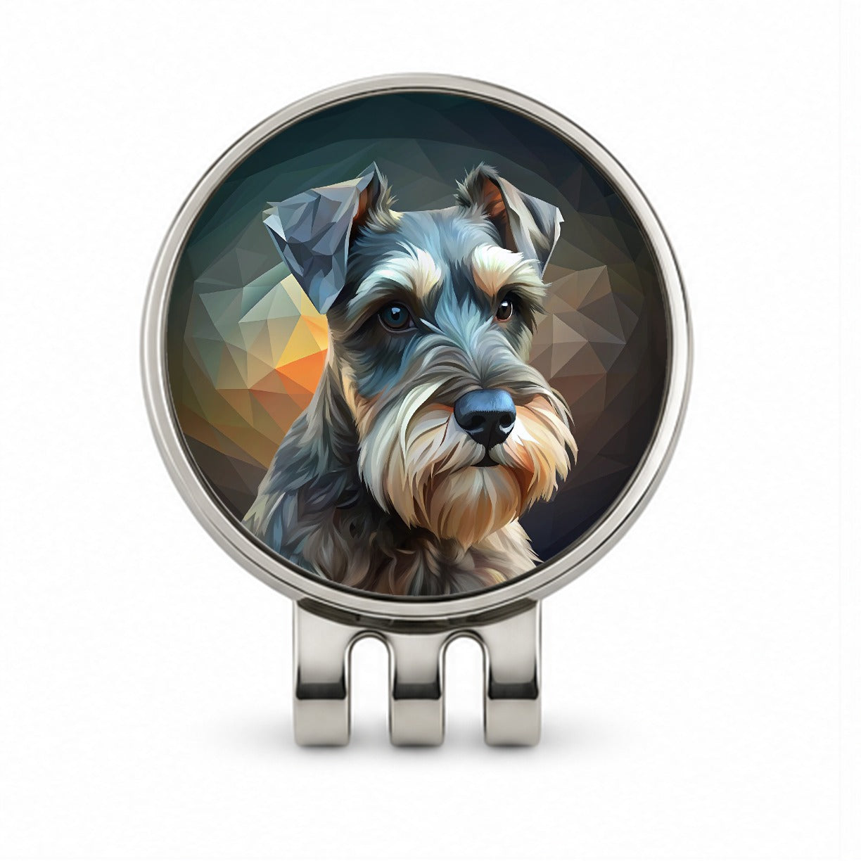 Miniature Schnauzer Dog Abstract Stylized Art Golf Hat Clip with Ball Marker