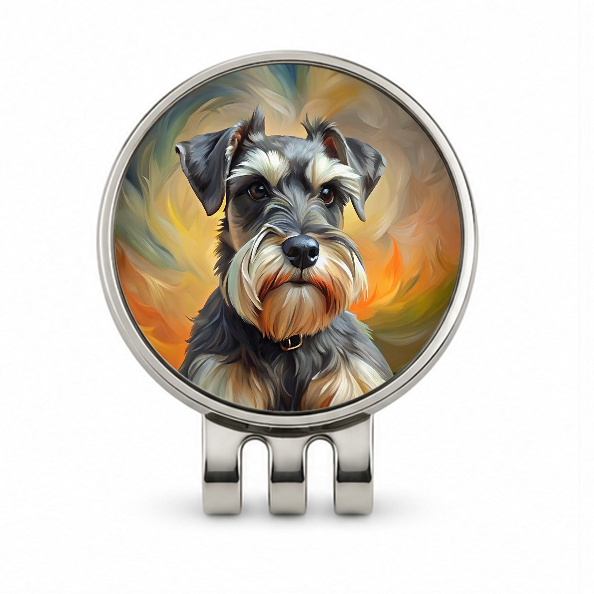 Miniature Schnauzer Dog Expressionism Art Golf Hat Clip with Ball Marker