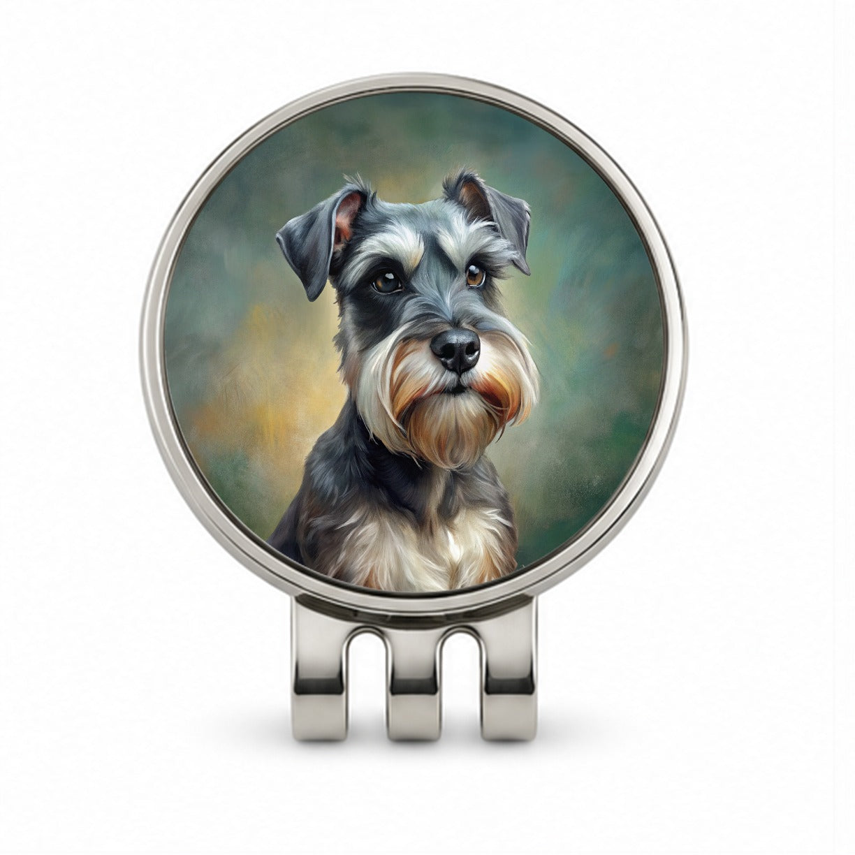 Miniature Schnauzer Dog Illustration Golf Hat Clip with Ball Marker