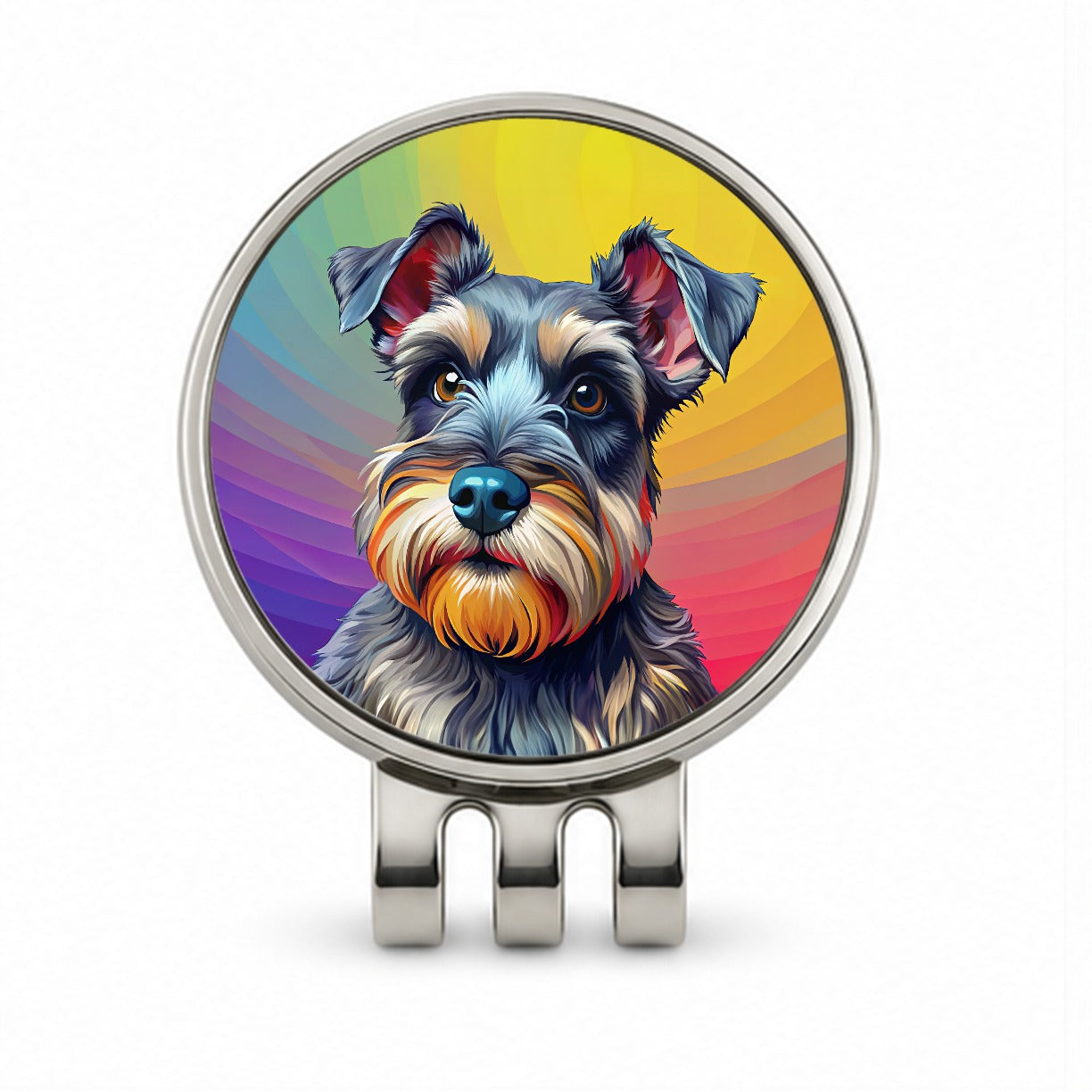 Miniature Schnauzer Dog Pop Art Golf Hat Clip with Ball Marker