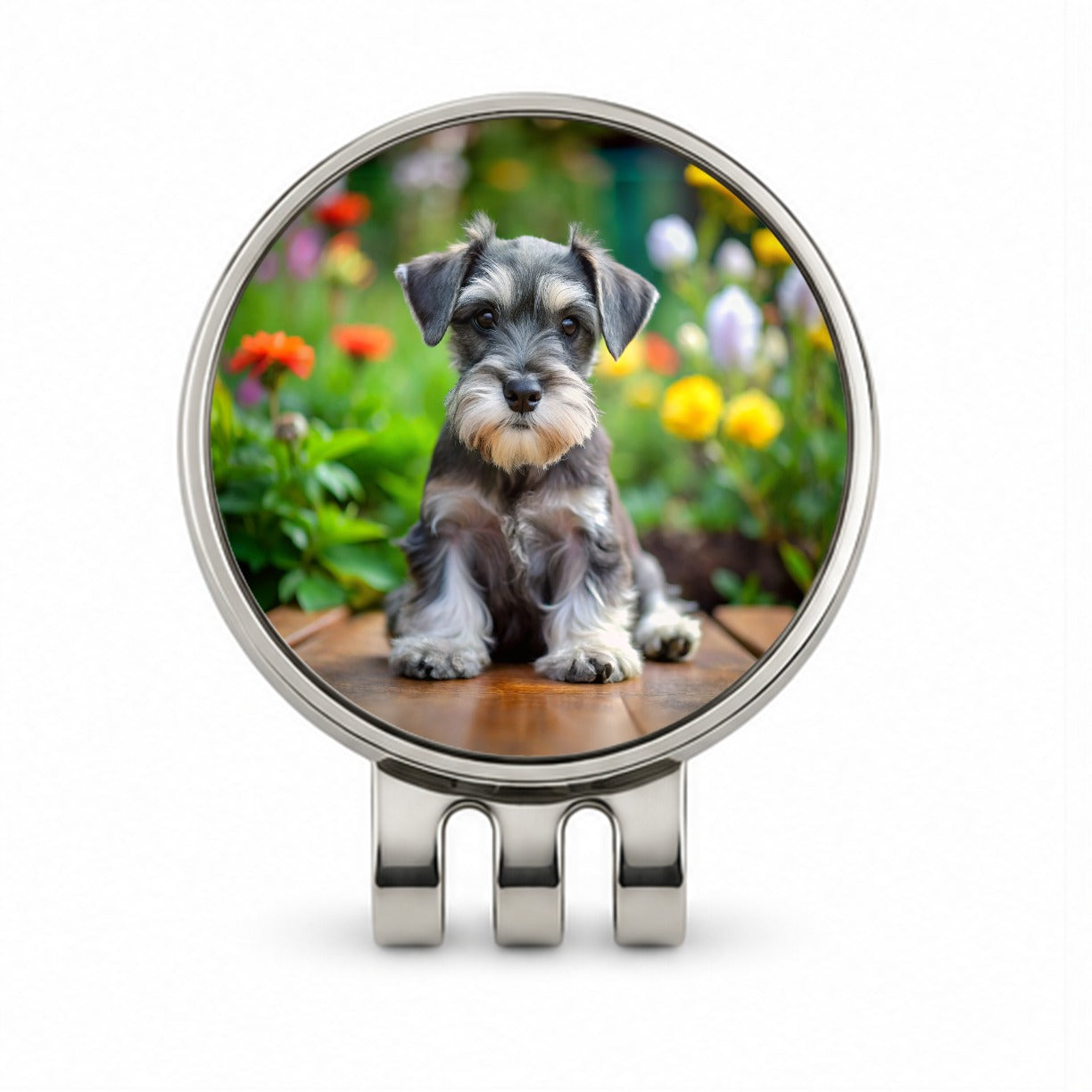 Miniature Schnauzer Dog Puppy Photo Golf Hat Clip with Ball Marker