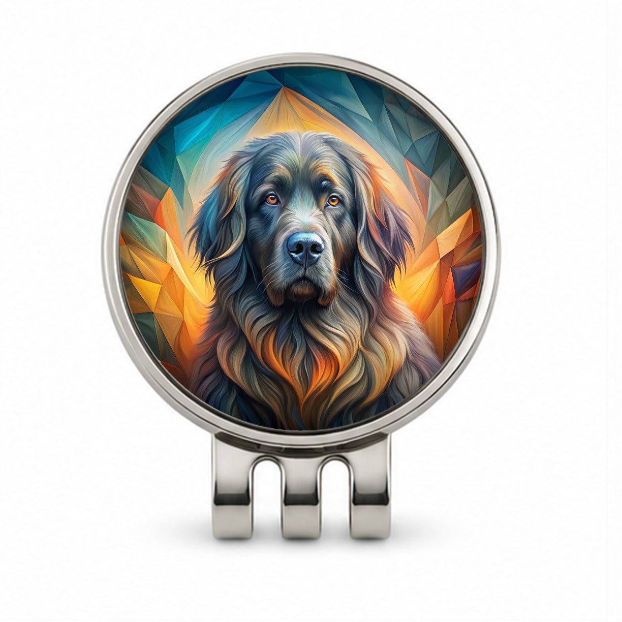 Newfoundland Dog Abstract Art Golf Hat Clip with Ball Marker