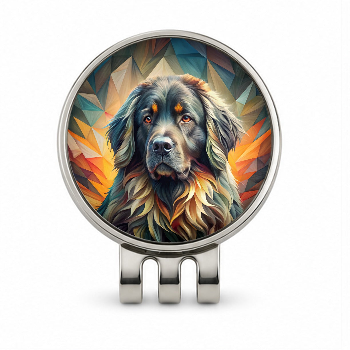 Newfoundland Dog Abstract Stylized Art Golf Hat Clip with Ball Marker