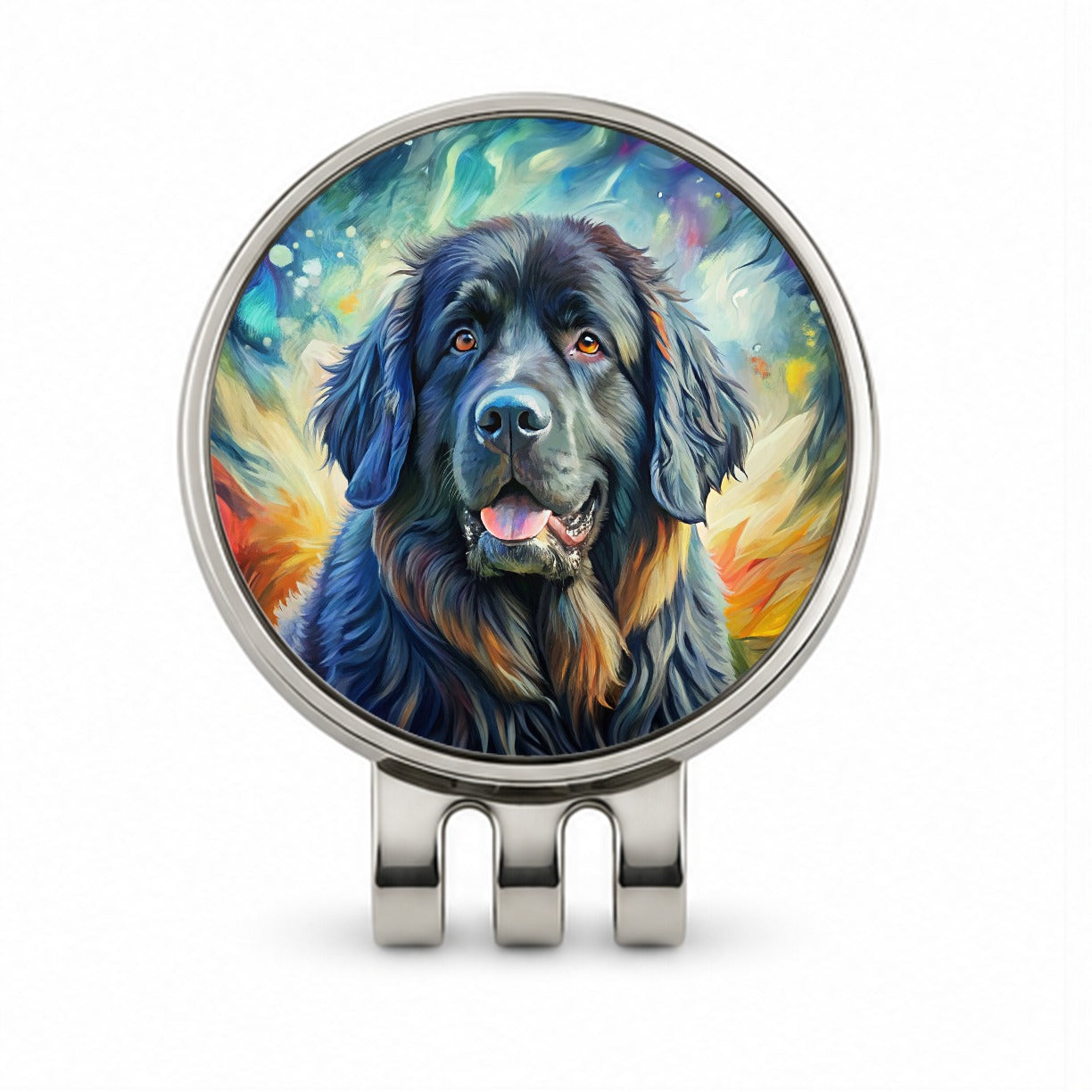 Newfoundland Dog Expressionism Art Golf Hat Clip with Ball Marker