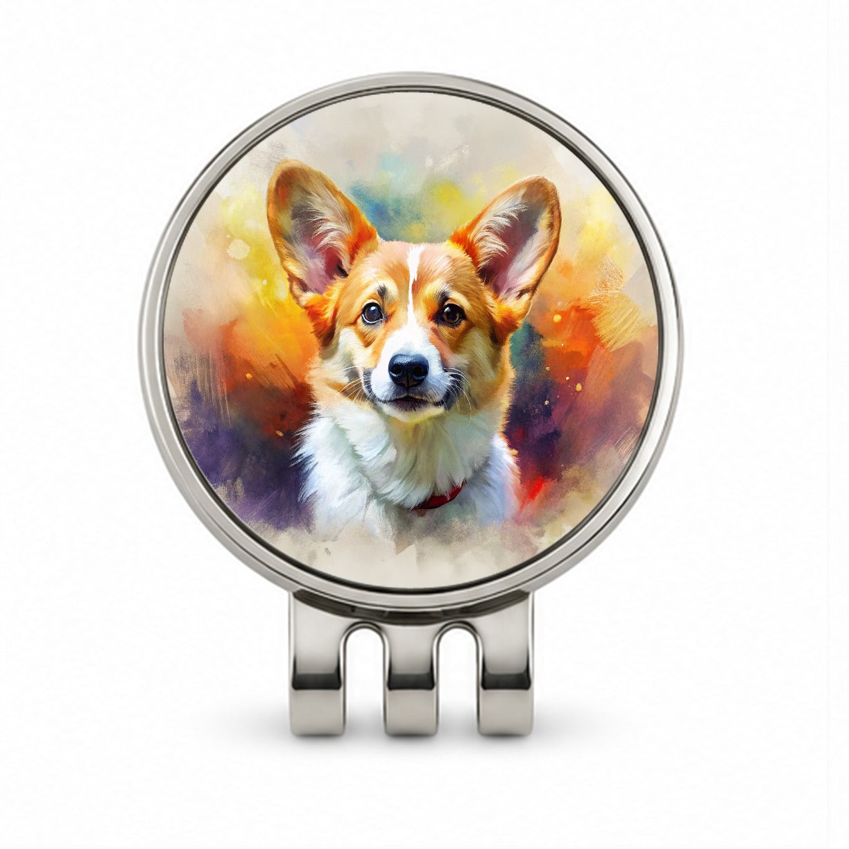 Pembroke Welsh Corgi Dog Expressionism Art Golf Hat Clip with Ball Marker