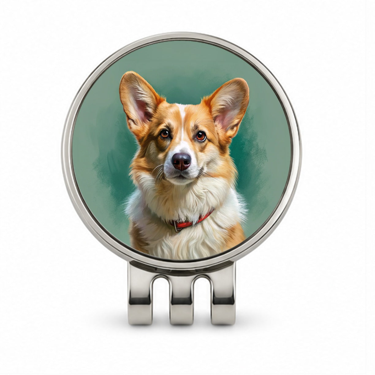 Pembroke Welsh Corgi Dog Illustration Golf Hat Clip with Ball Marker