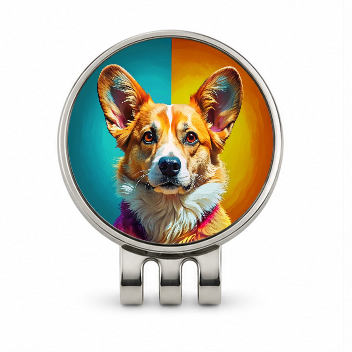 Pembroke Welsh Corgi Dog Pop Art Golf Hat Clip with Ball Marker