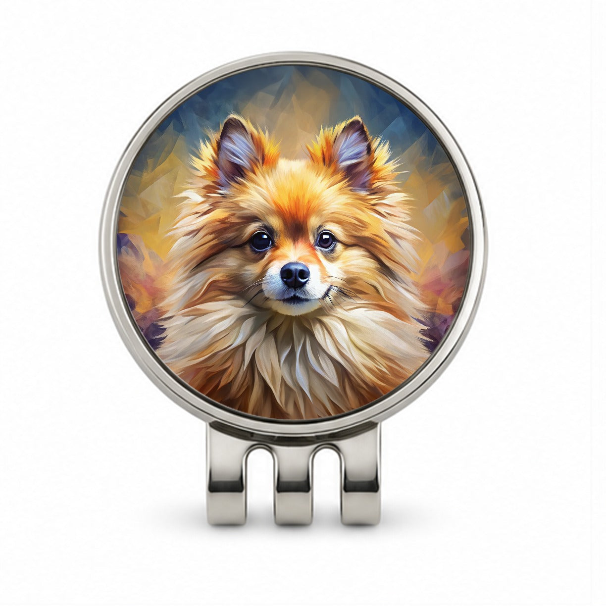 Pomeranian Dog Expressionism Art Golf Hat Clip with Ball Marker