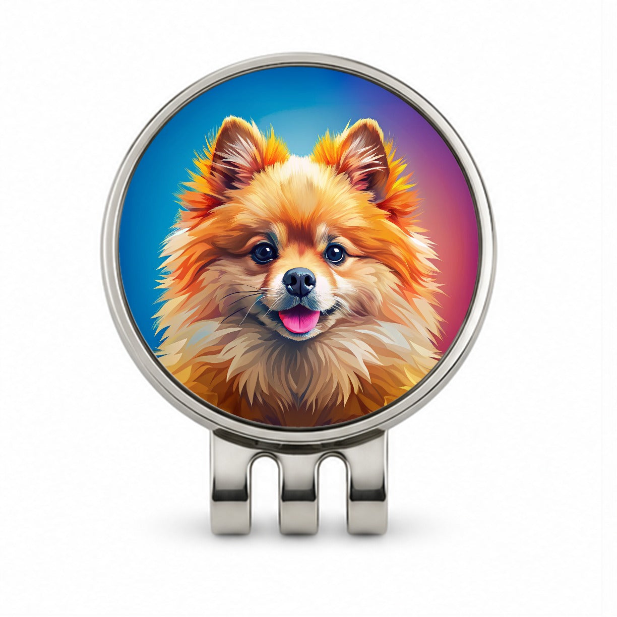 Pomeranian Dog Pop Art Golf Hat Clip with Ball Marker
