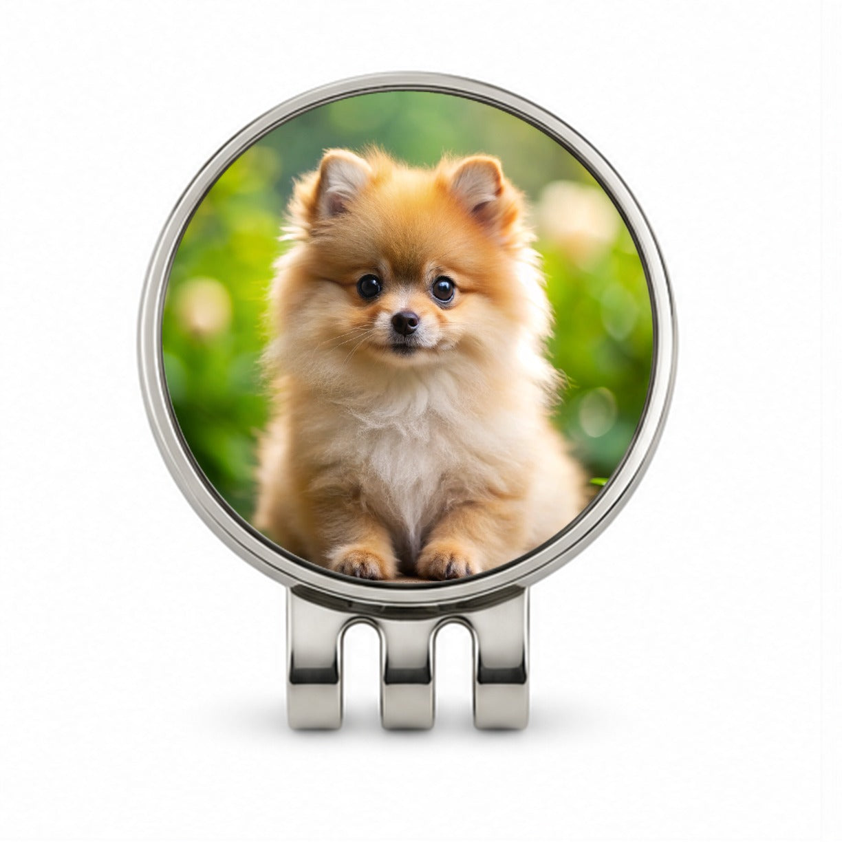 Pomeranian Dog Puppy Photo Golf Hat Clip with Ball Marker