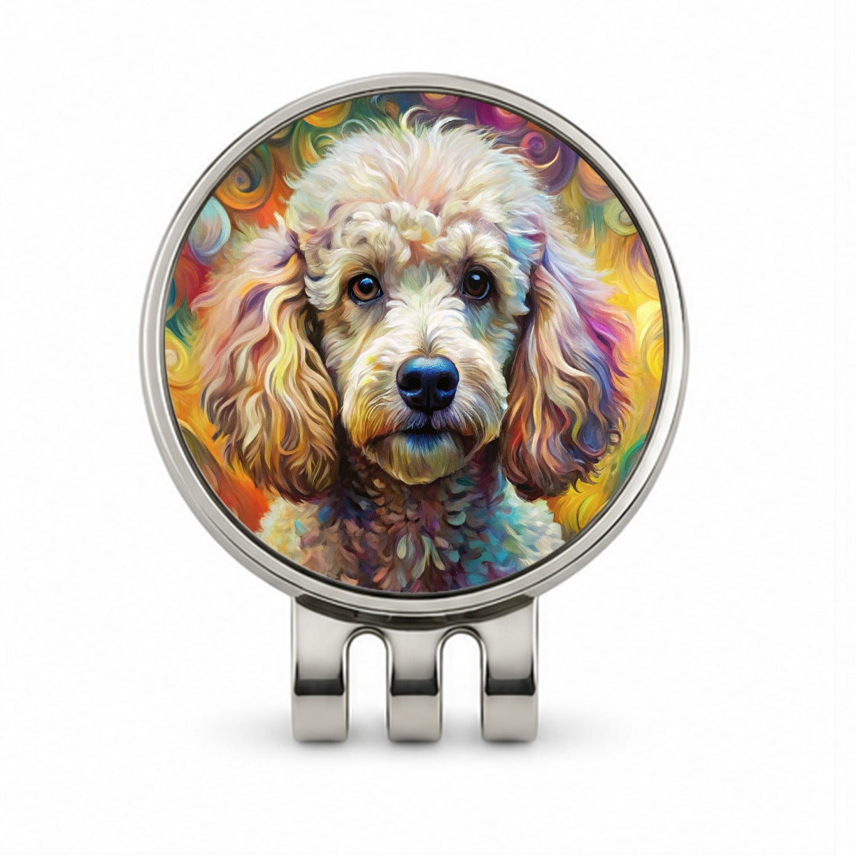 Poodle Dog Abstract Art Golf Hat Clip with Ball Marker