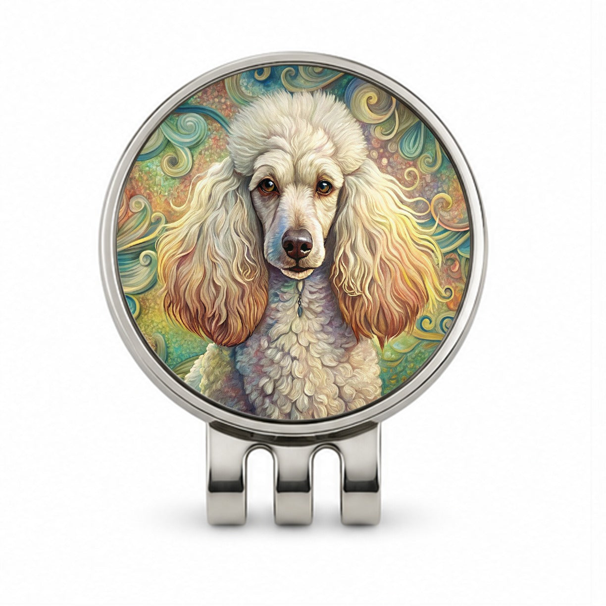 Poodle Dog Art Nouveau Golf Hat Clip with Ball Marker