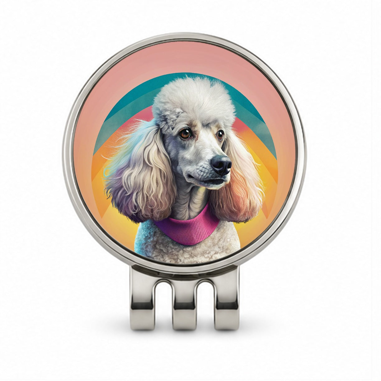 Poodle Dog Contemporary Art Golf Hat Clip with Ball Marker