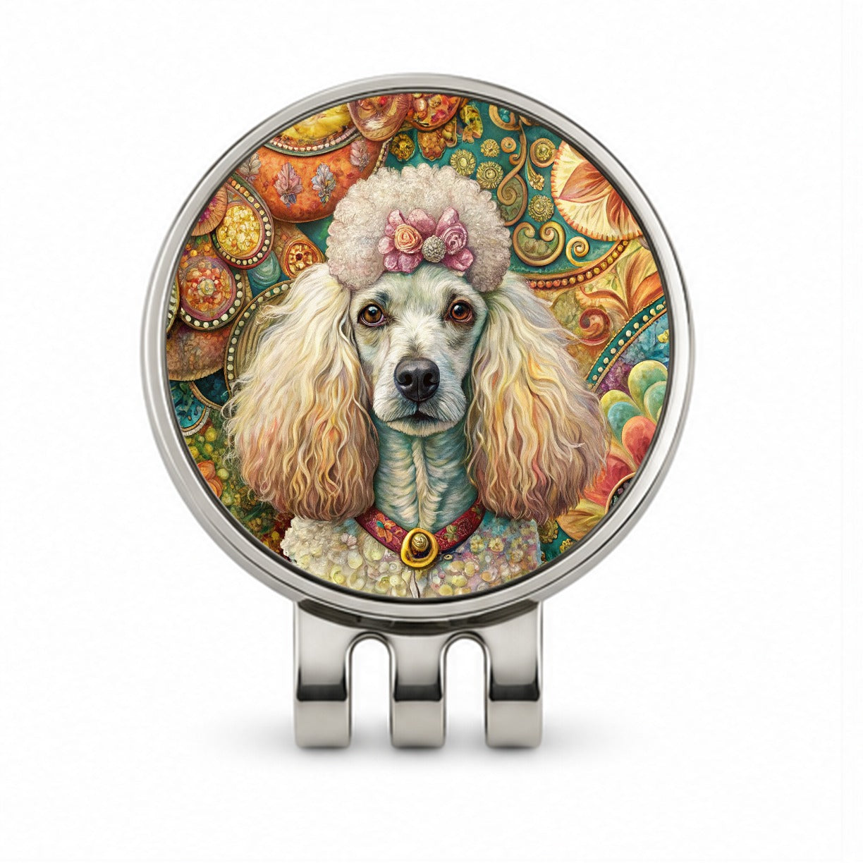 Poodle Dog French Bohemian Art Golf Hat Clip with Ball Marker