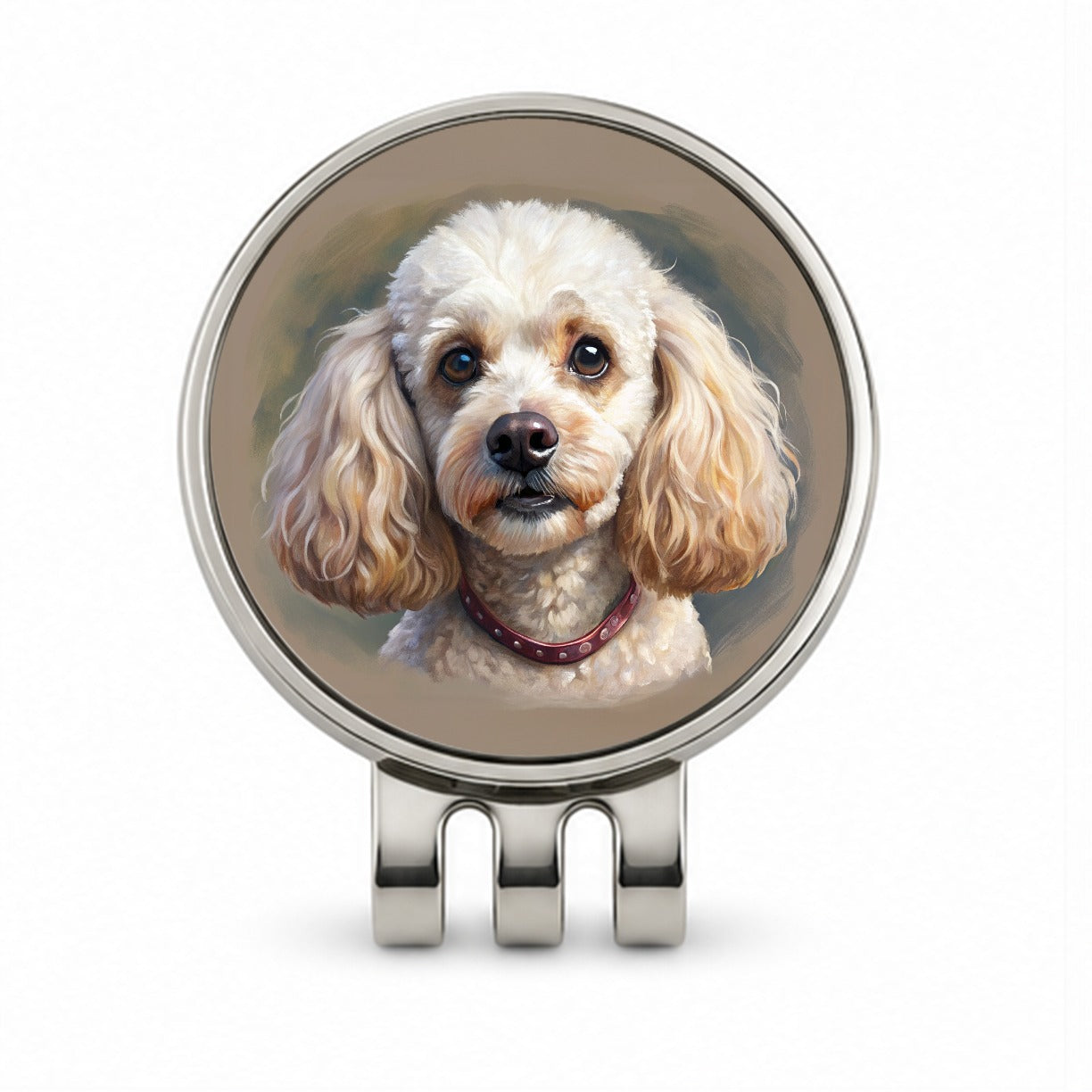 Poodle Dog Illustration Golf Hat Clip with Ball Marker