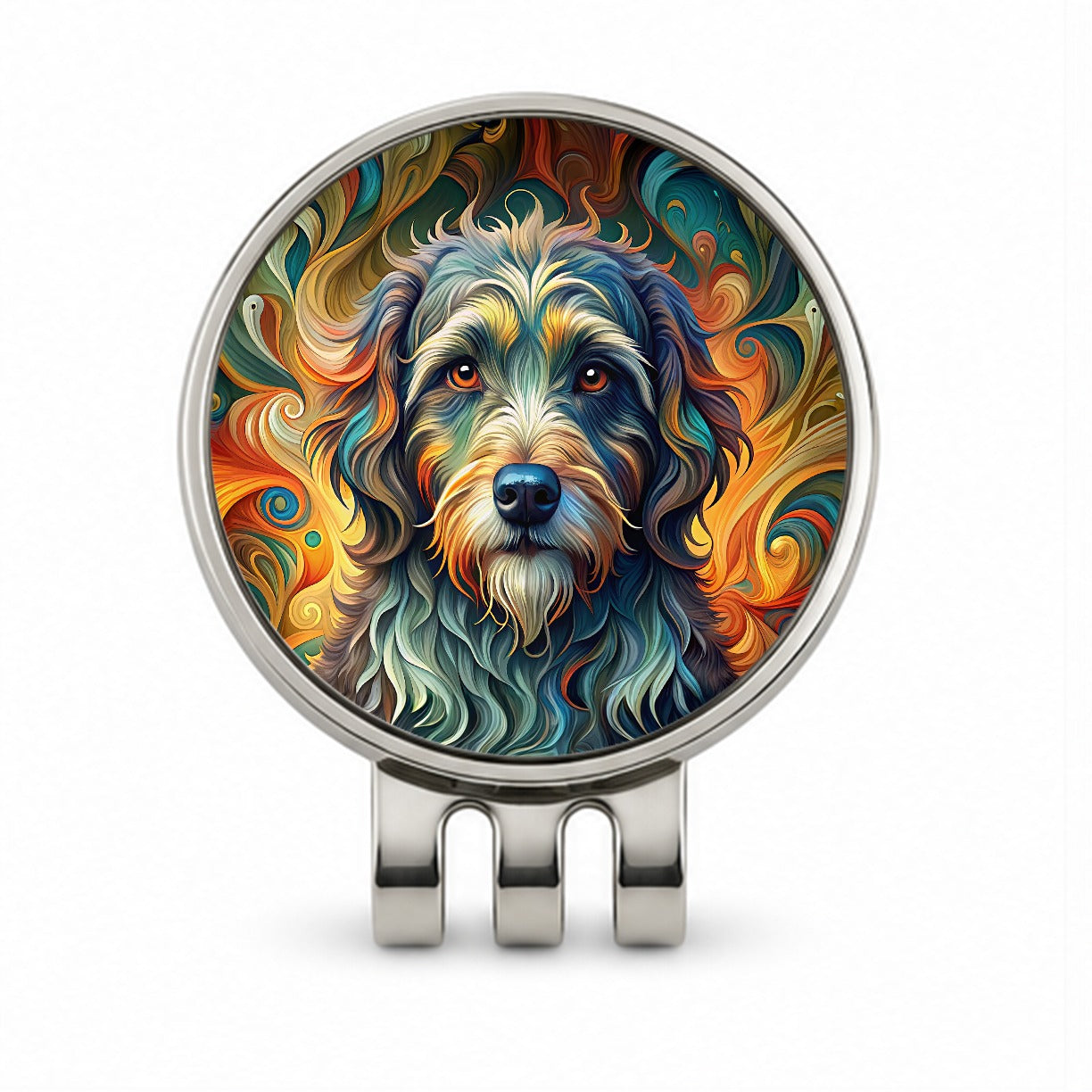 Portuguese Water Dog Abstract Stylized Art Golf Hat Clip with Ball Marker