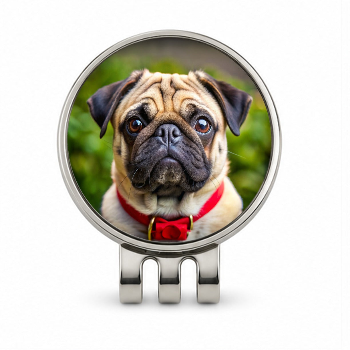 Pug Dog Photo Golf Hat Clip with Ball Marker