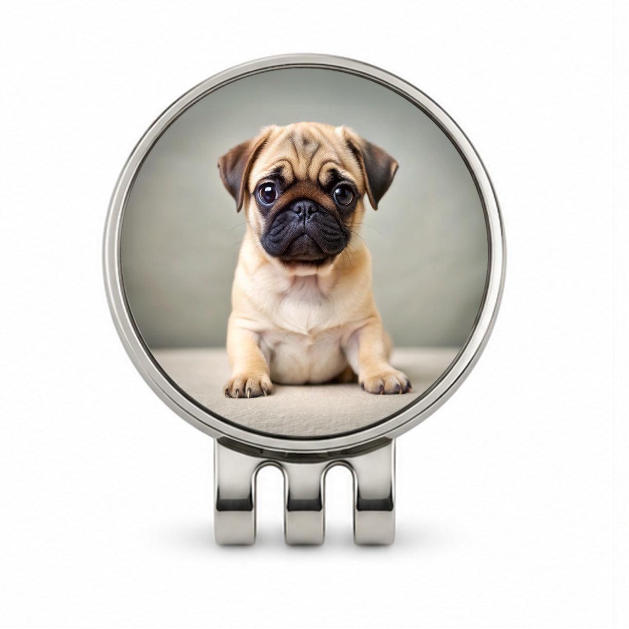 Pug Dog Puppy Photo Golf Hat Clip with Ball Marker