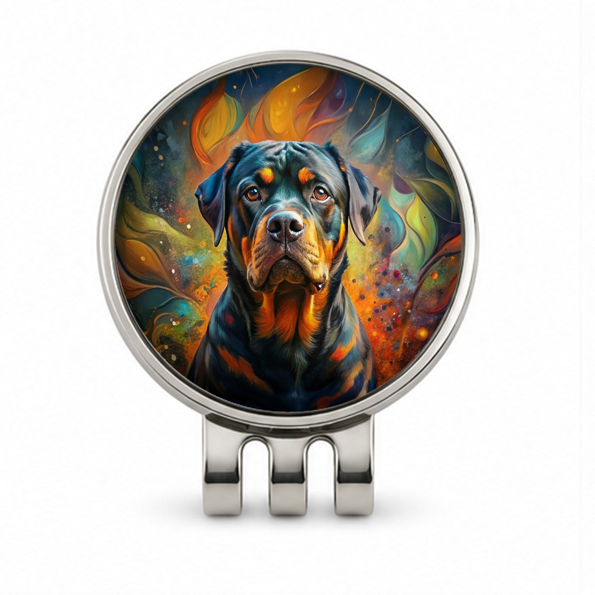 Rottweiler Dog Abstract Art Golf Hat Clip with Ball Marker