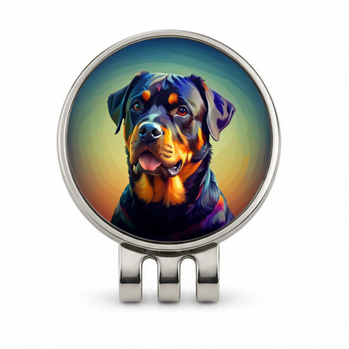 Rottweiler Dog Pop Art Golf Hat Clip with Ball Marker