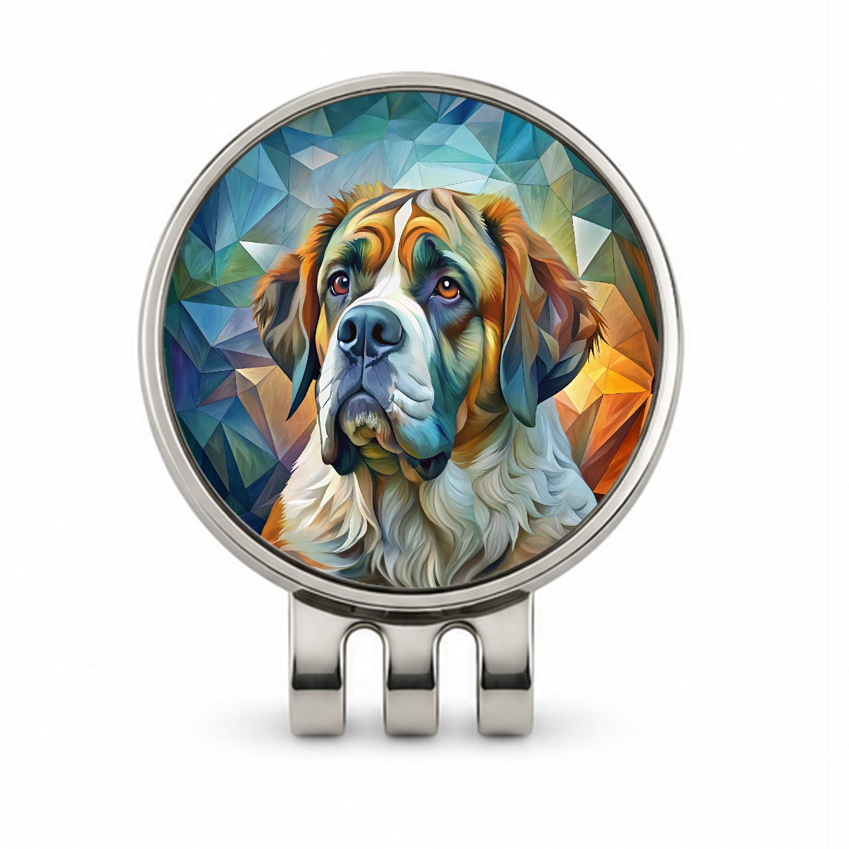 Saint Bernard Dog Abstract Art Golf Hat Clip with Ball Marker