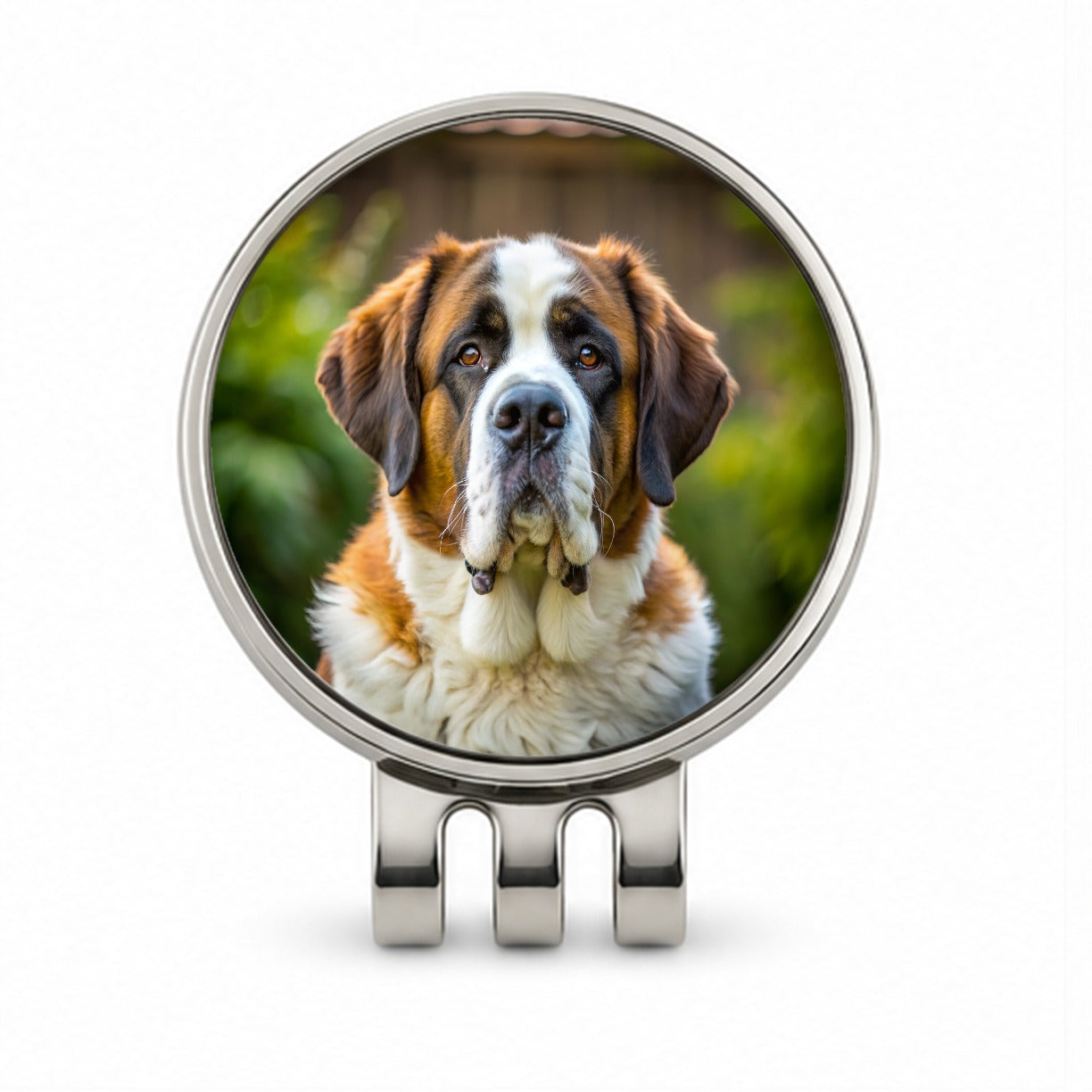 Saint Bernard Dog Photo Golf Hat Clip with Ball Marker