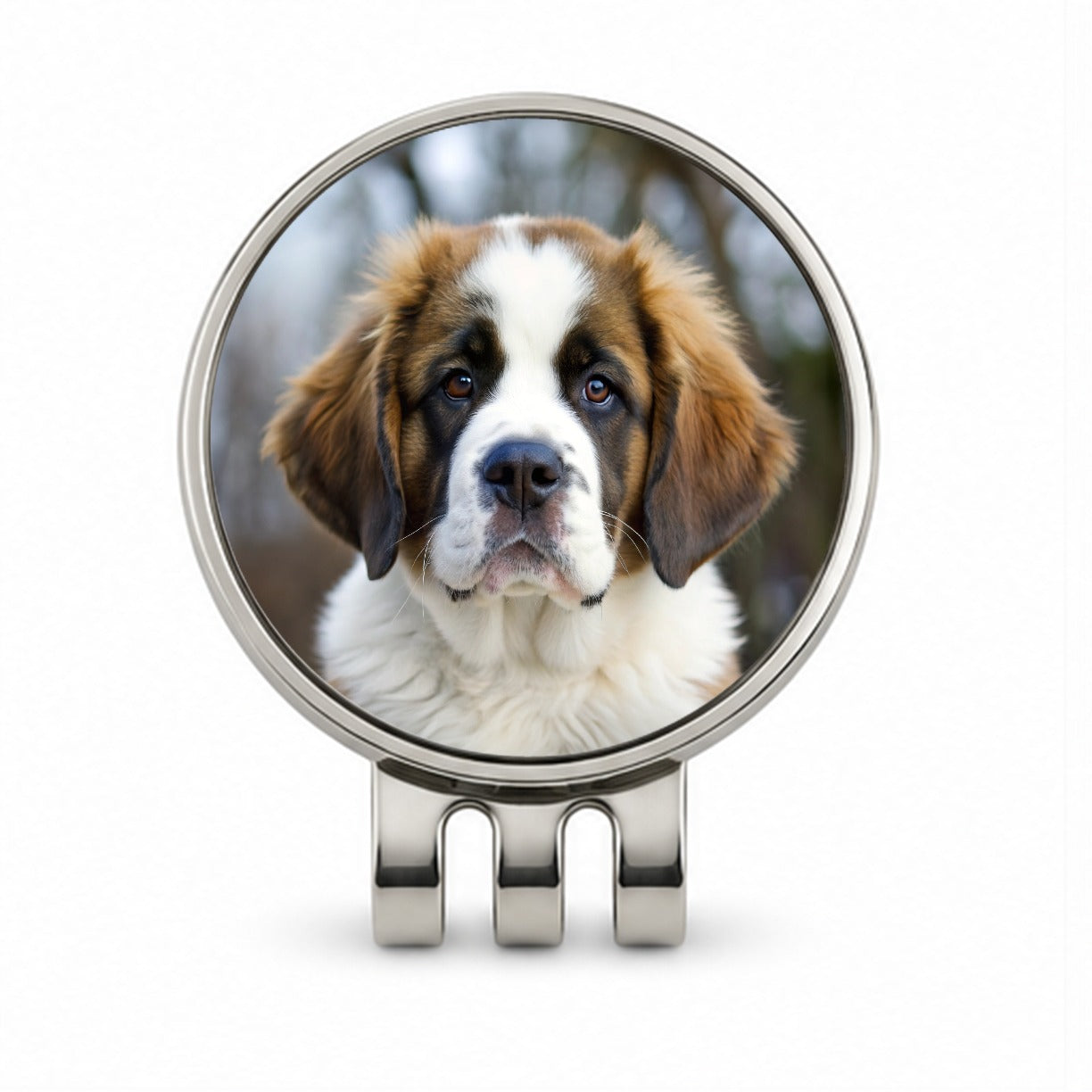 Saint Bernard Dog Puppy Photo Golf Hat Clip with Ball Marker