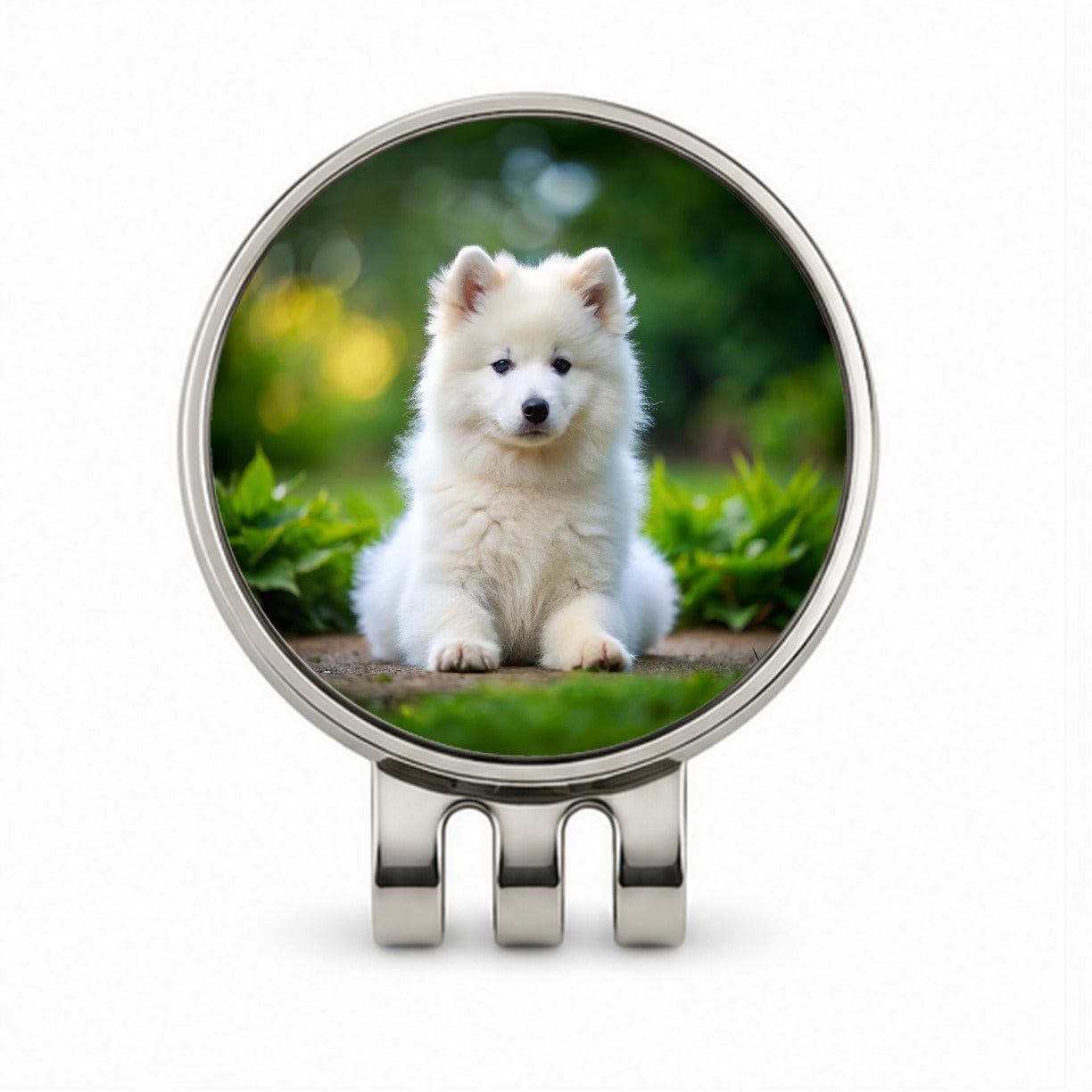 Samoyed Dog Puppy Photo Golf Hat Clip with Ball Marker
