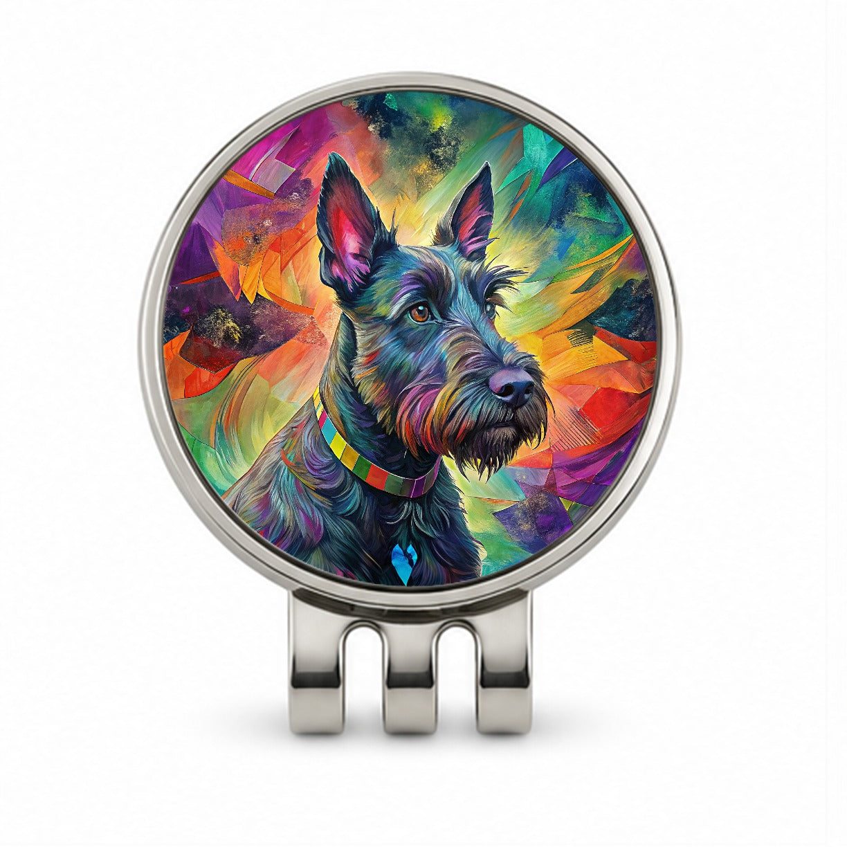 Scottish Terrier Dog Abstract Art Golf Hat Clip with Ball Marker