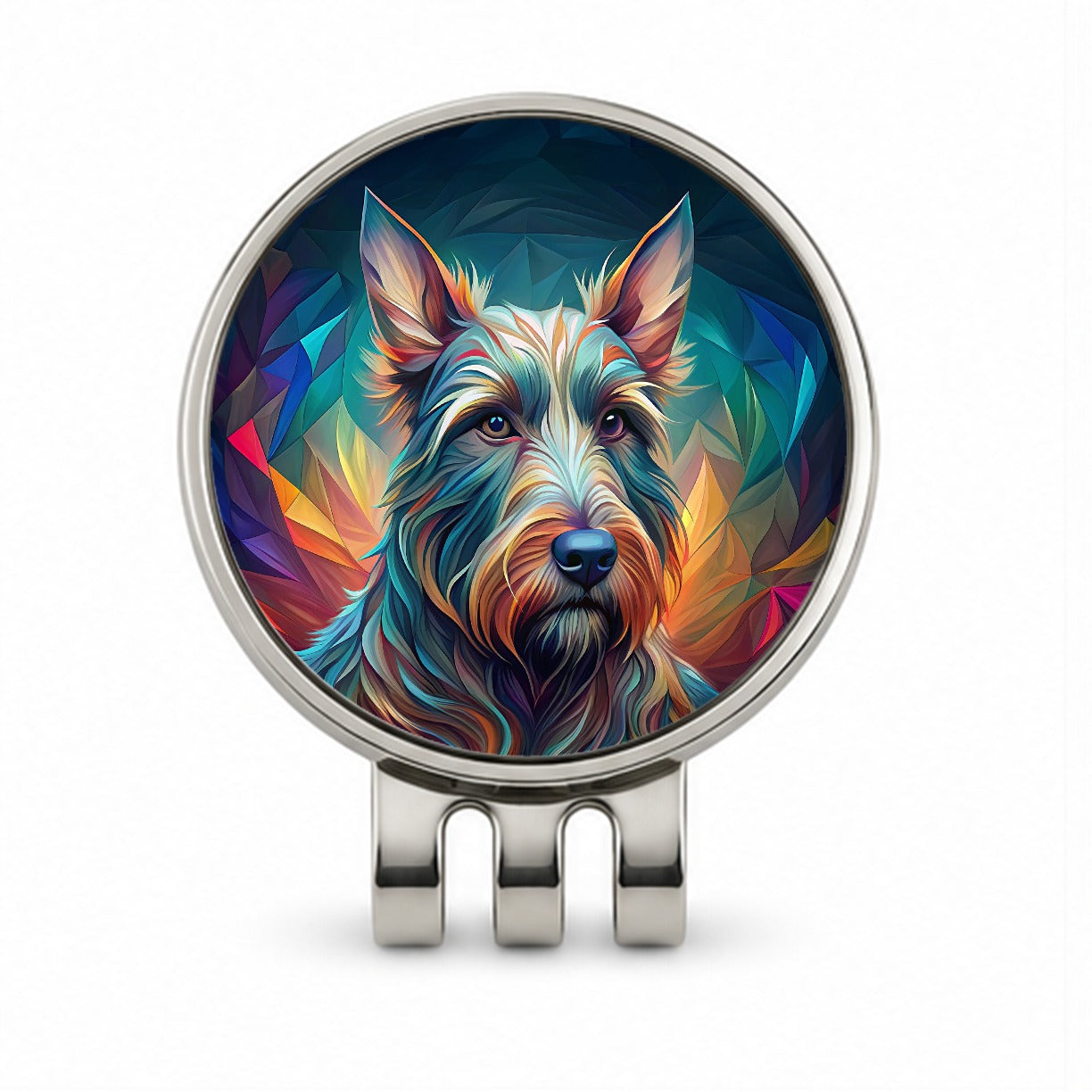 Scottish Terrier Dog Abstract Stylized Art Golf Hat Clip with Ball Marker